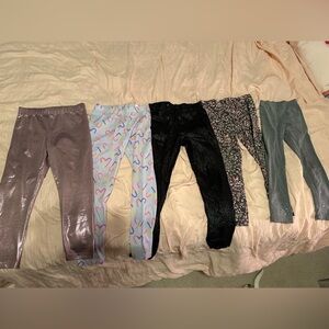 Girls' Assorted Colored Leggings - Hearts, Metallic, Floral (Set of 5)